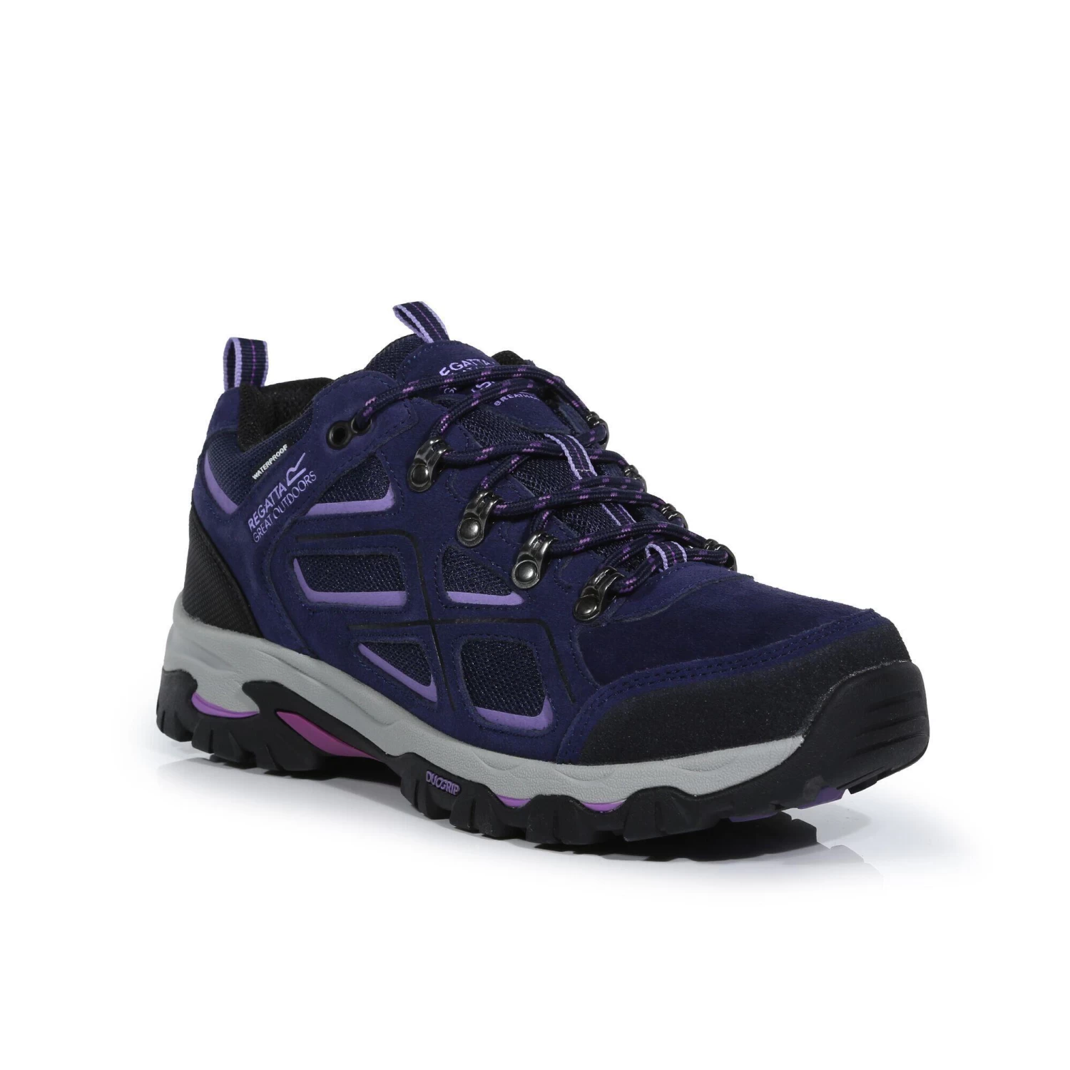 Regatta Womens/Ladies Tebay Waterproof Suede Walking Shoes (Midnight/Lilac Bloom) 1 Regatta Womens/Ladies Tebay Waterproof Suede Walking Shoes (Midnight/Lilac Bloom)