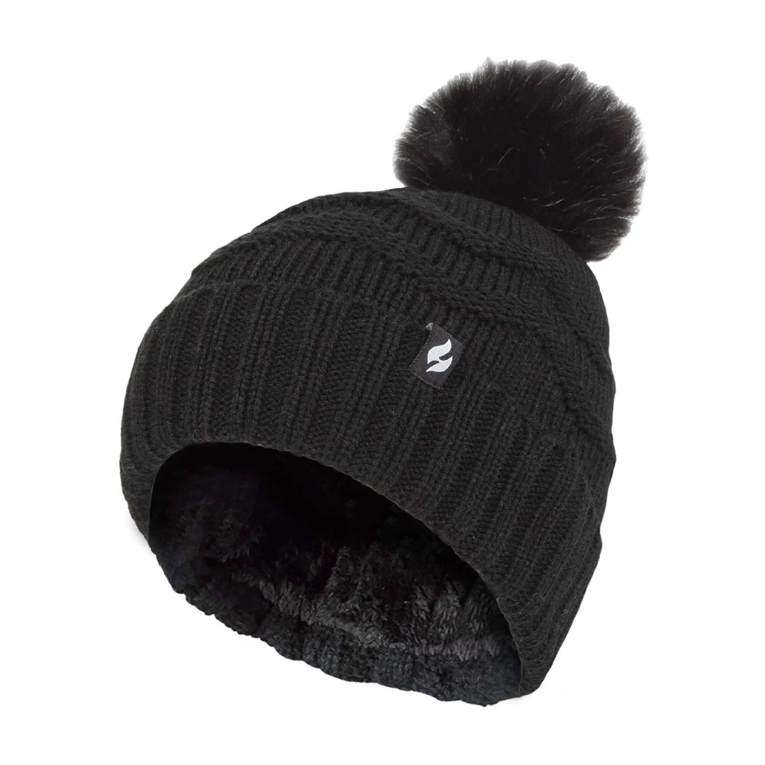 Ladies Winter Zigzag Patterned Fur Cuff Bobble Thermal Hat 1 Ladies Winter Zigzag Patterned Fur Cuff Bobble Thermal Hat