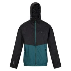 Regatta Mens Pack It Pro Waterproof Jacket (Black/Pacific Green)