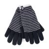 Ladies Striped Fleece Lined Knitted Warm Winter Thermal Gloves