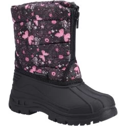 Cotswold Childrens/Kids Iceberg Butterfly Snow Boots (Pink/Black)