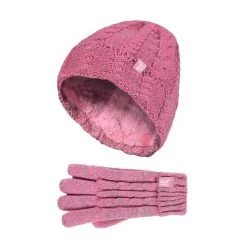 Kids Girls Cable Knitted Warm Fleece Lined Winter Hat And Gloves Set With Bobble -Outdoor Equipment Store k2a4e0c8f4713b21c60f29f4693dc8848