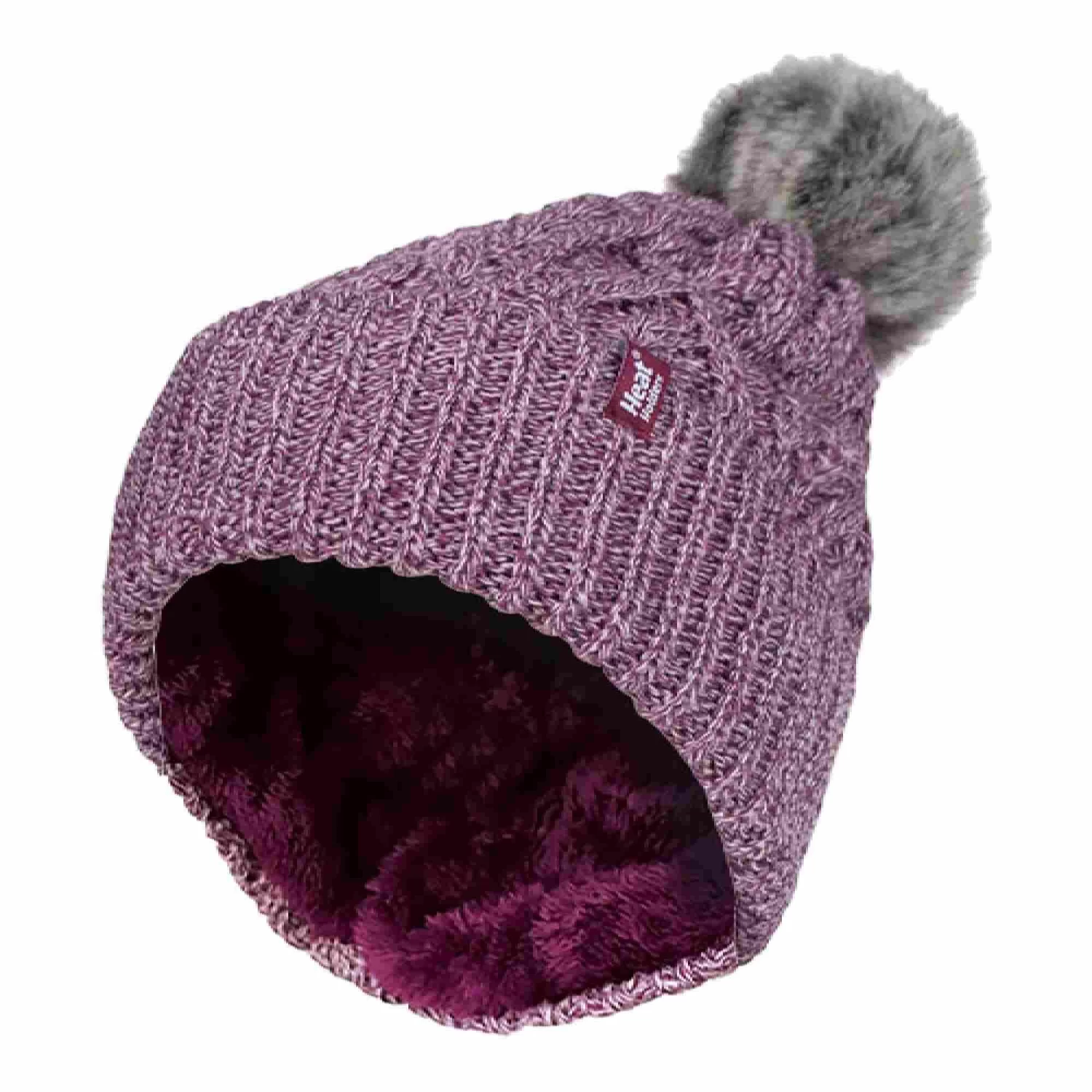 Ladies Ribbed Cuffed Pom Pom Bobble Beanie Hat With Fleece Lining 6 Ladies Ribbed Cuffed Pom Pom Bobble Beanie Hat With Fleece Lining - Image 6