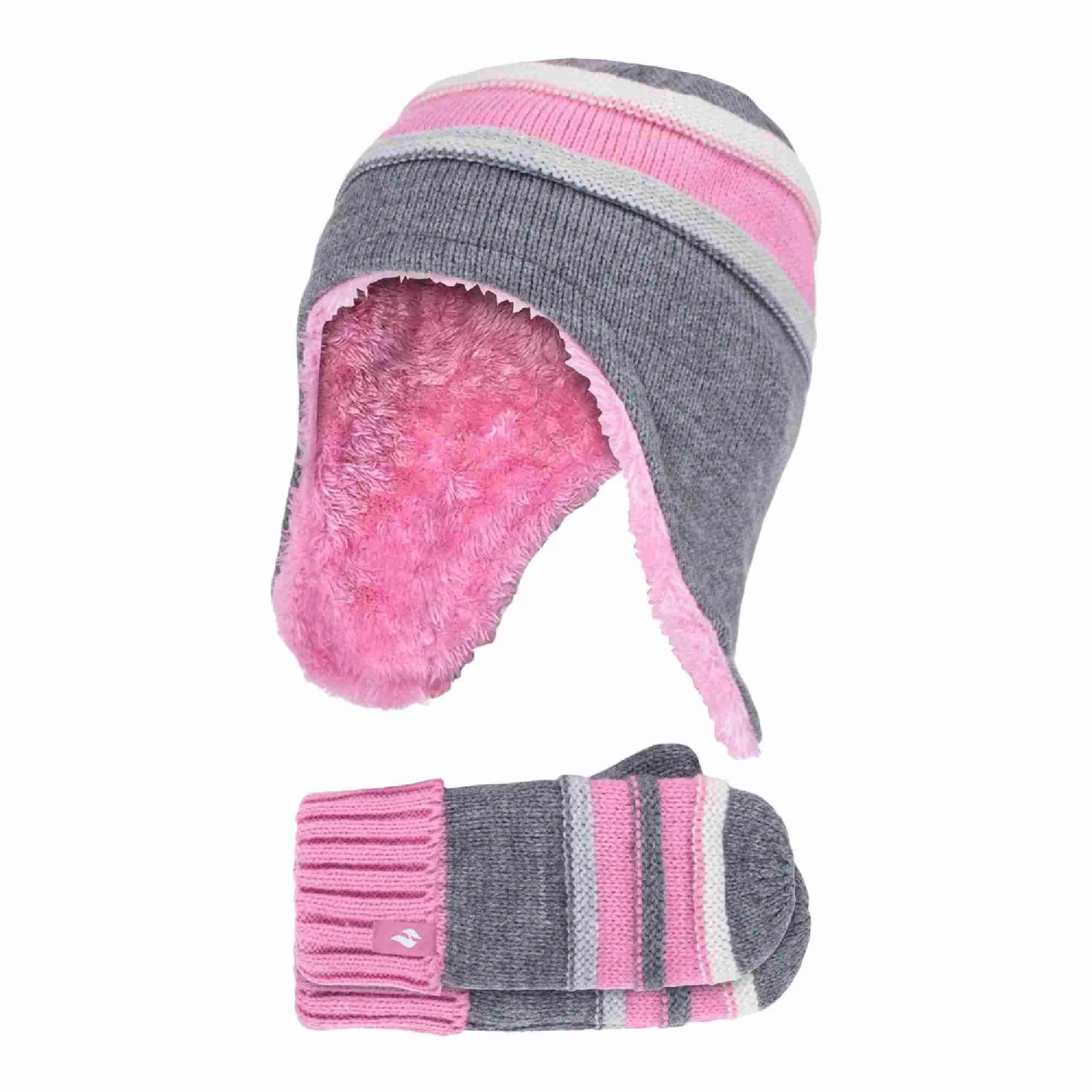 Girls Winter Warm Pom Pom Bobble Beanie Hat And Mittens Set 3 Girls Winter Warm Pom Pom Bobble Beanie Hat And Mittens Set - Image 3