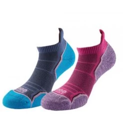 Womens/Ladies Run Ankle Socks (Pack Of 2) (Hot Pink/Lavender/Blue)