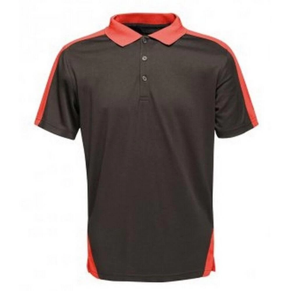 Regatta Contrast Coolweave Pique Polo Shirt (Black/Classic Red) 1 Regatta Contrast Coolweave Pique Polo Shirt (Black/Classic Red)
