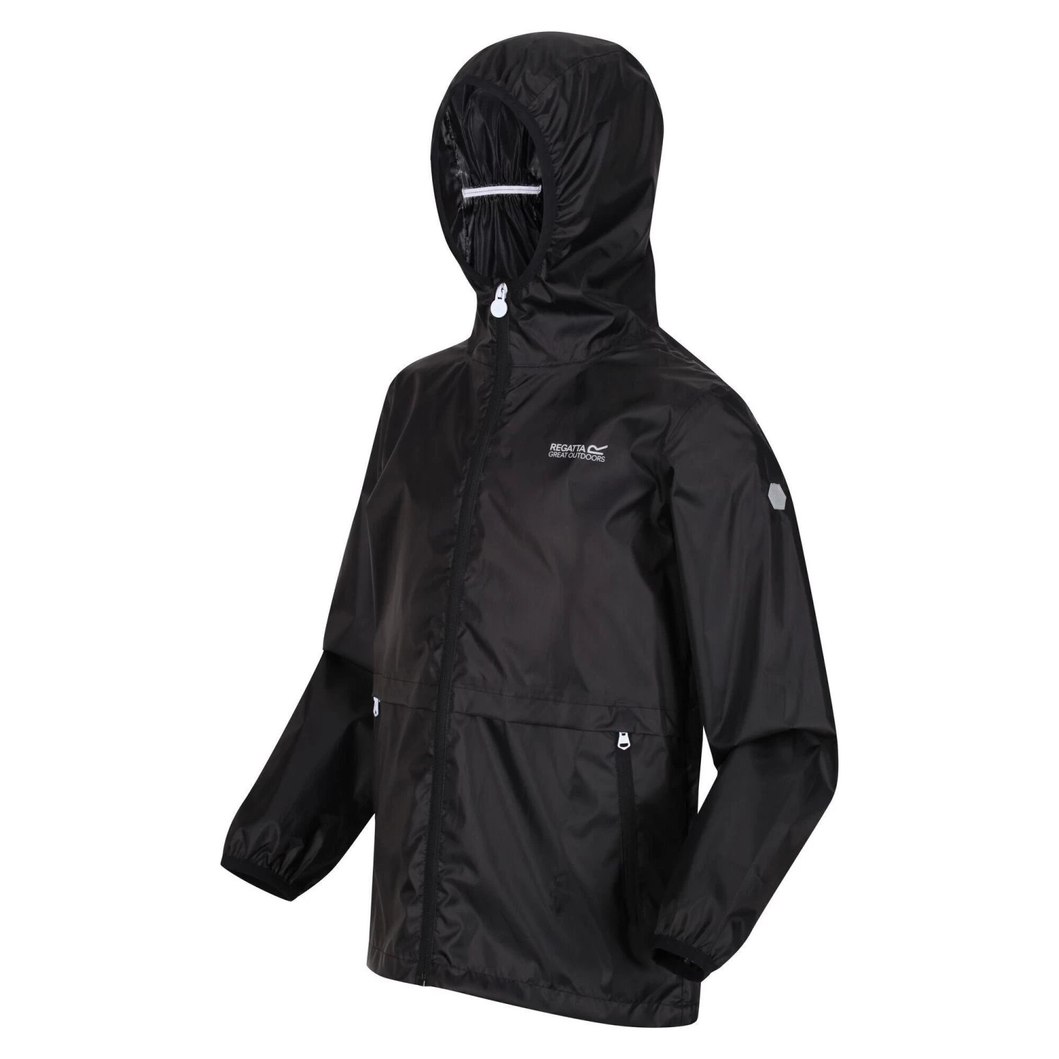 Regatta Childrens/Kids Bagley Packaway Waterproof Jacket (Black) 3 Regatta Childrens/Kids Bagley Packaway Waterproof Jacket (Black) - Image 3