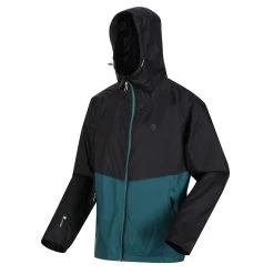 Regatta Mens Pack It Pro Waterproof Jacket (Black/Pacific Green) -Outdoor Equipment Store k7b06b01b3e1d368ecadb73784c1a677e
