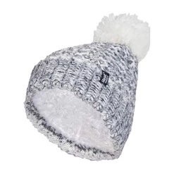 Ladies Fleece Lined Cuffed Thermal Winter Bobble Hat With Pom Pom
