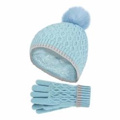 Girls Thermal Insulated Pom Pom Bobble Beanie Hat And Gloves -Outdoor Equipment Store k93cb7657c761ce551abf22f7e9a82c93