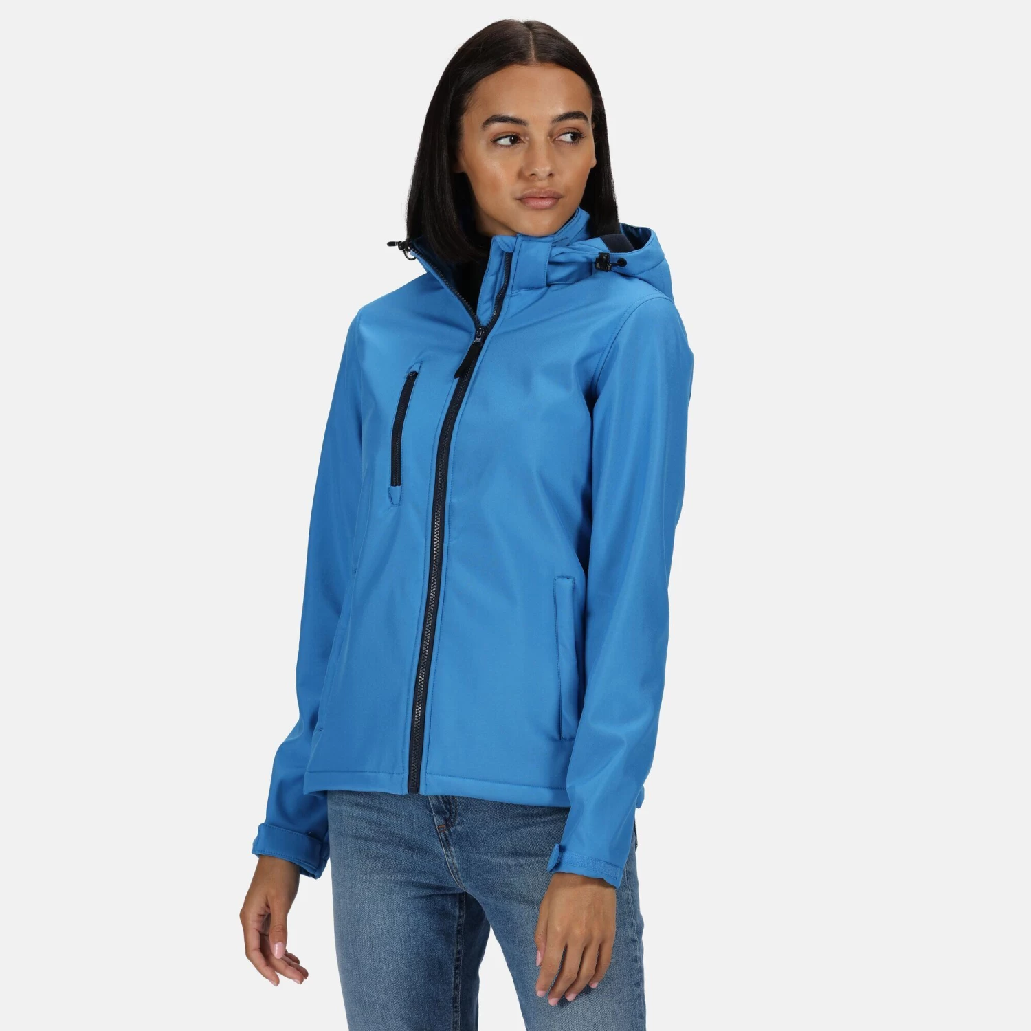 Regatta Womens/Ladies Venturer 3 Layer Membrane Soft Shell Jacket (French Blue/Navy) 3 Regatta Womens/Ladies Venturer 3 Layer Membrane Soft Shell Jacket (French Blue/Navy) - Image 3