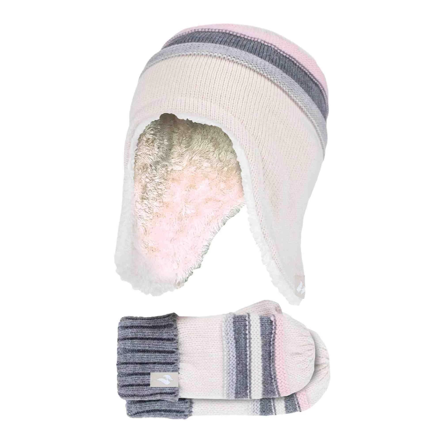 Girls Winter Warm Pom Pom Bobble Beanie Hat And Mittens Set 5 Girls Winter Warm Pom Pom Bobble Beanie Hat And Mittens Set - Image 5