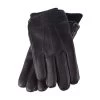 Mens Black Winter Fleece Lined Thermal Leather Gloves