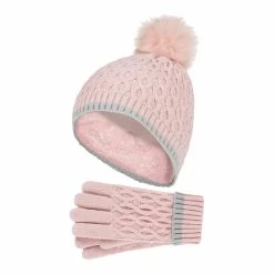 Girls Thermal Insulated Pom Pom Bobble Beanie Hat And Gloves -Outdoor Equipment Store kf3c502a665e3771d58c6b7b2ad1d08ce